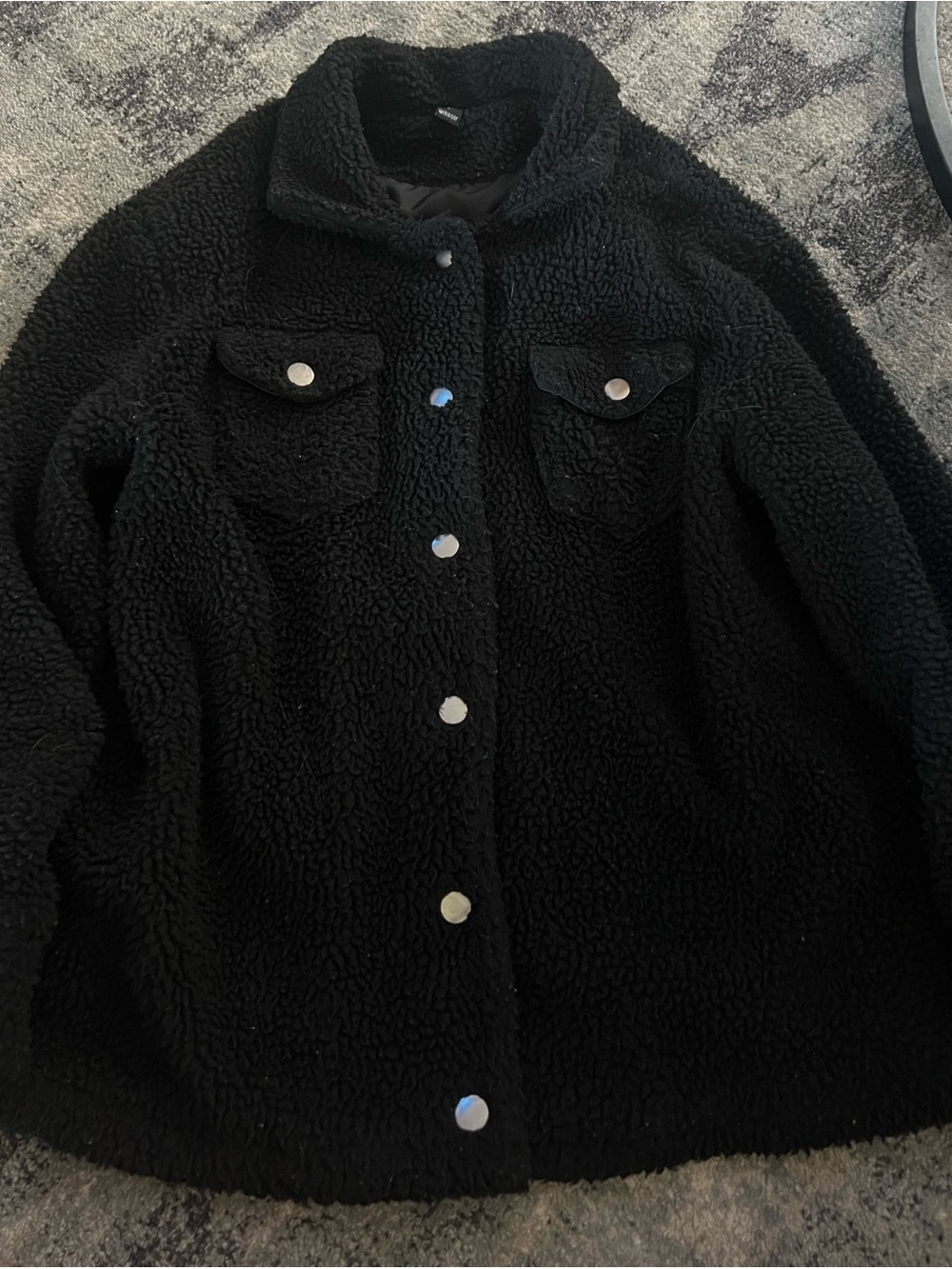 Windsor Black Sherpa Button-Front Jacket